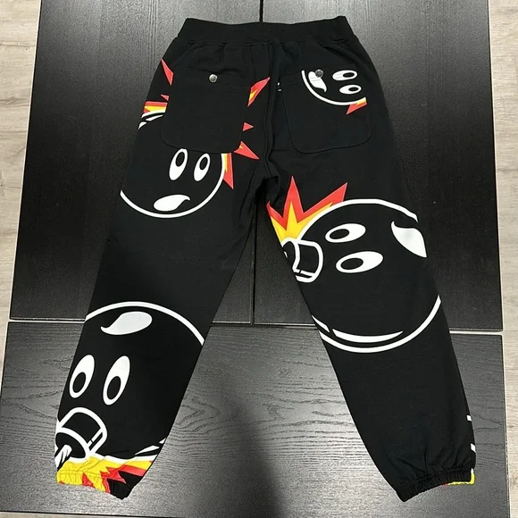 Adam Bomb Hysteric Adam Bomb Black All-Over Logo Print Sweatpants - S